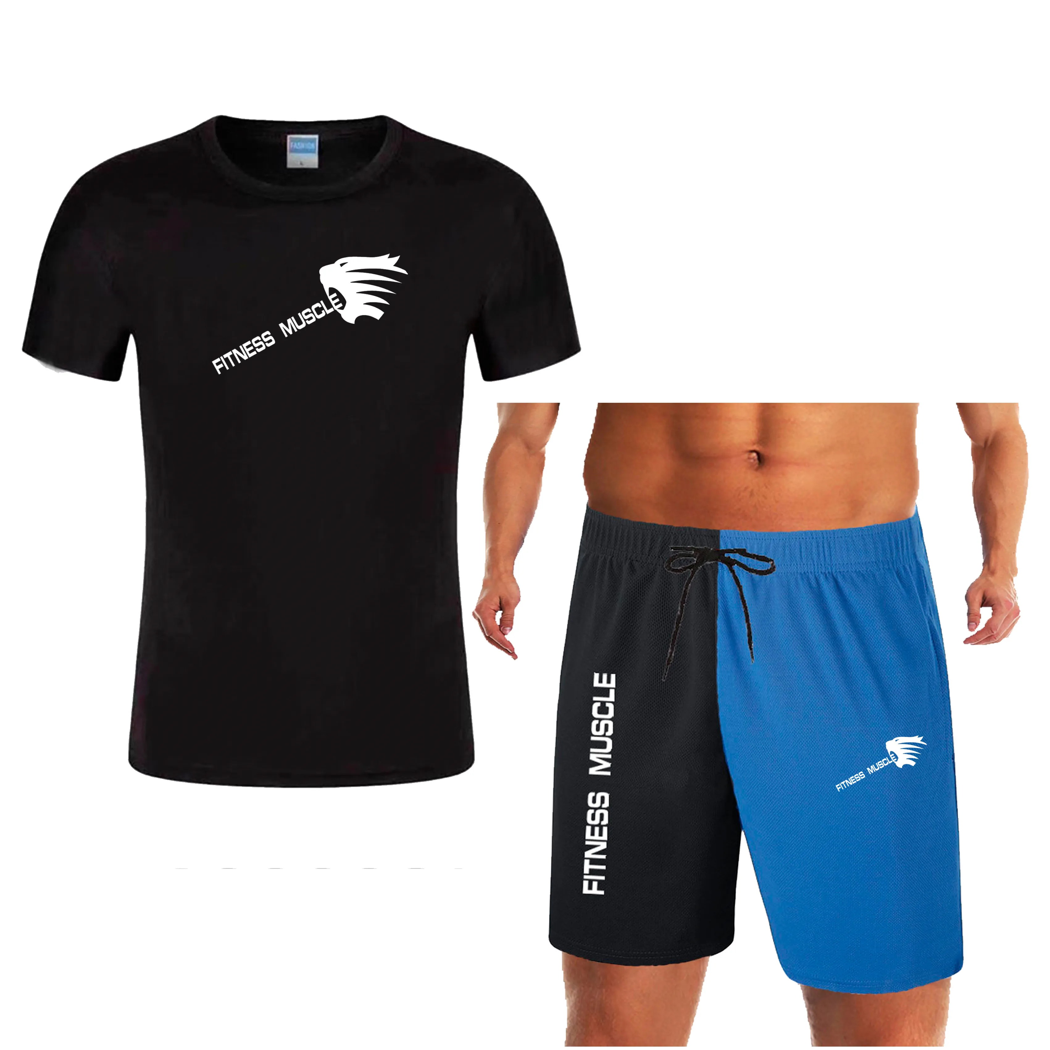 Conjuntos de pantalones cortos de malla transpirable para hombre, Camiseta de cuello redondo, conjuntos de manga corta de baloncesto para correr de marca masculina, conjuntos de moda de verano 2024