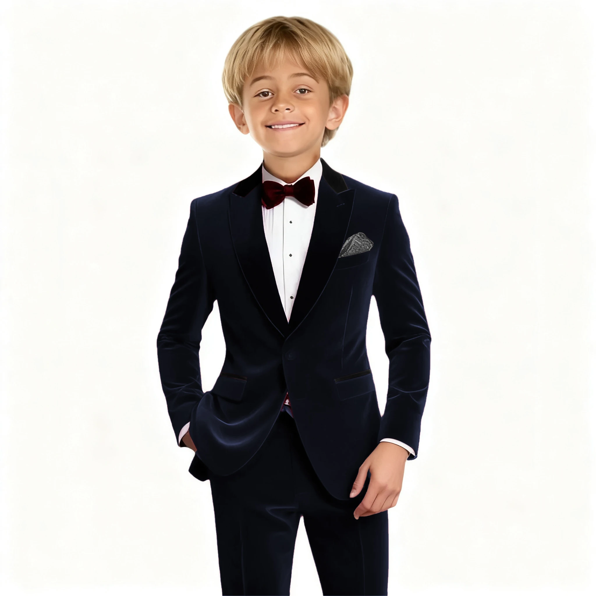 Kids Boys Suit Birthday Photograph Dress Baby Burgundy Velvet Blazer Jacket Pants Children Wedding Performance Party Wear