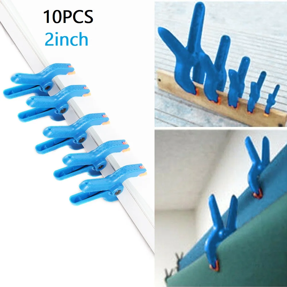 10pcs Spring Clamps Blue Jaw Opening 2 inch Cramps Heavy-duty Nylon Grip Plastic Woodworking Hot sale New Useful