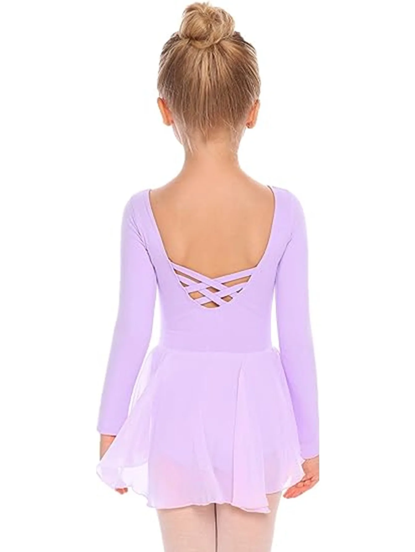 ballet costume kids girl with long sleeve pink black blue purple dress for children practice class wear 2025