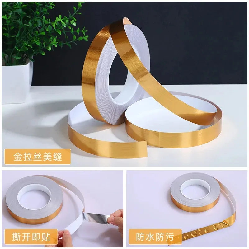 New 50M Gold Black Self-Adhesive Tile Stickers Tape Floor Waterproof Wall Gap Sealing Strip Tile Beauty Seam Sticker Home Decor