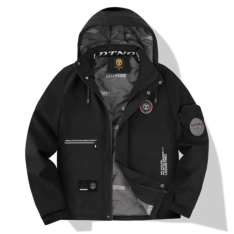 

2025 New men's aviator jacket hooded design waterproof windproof fabric multiple practical pockets fashion winter jacket