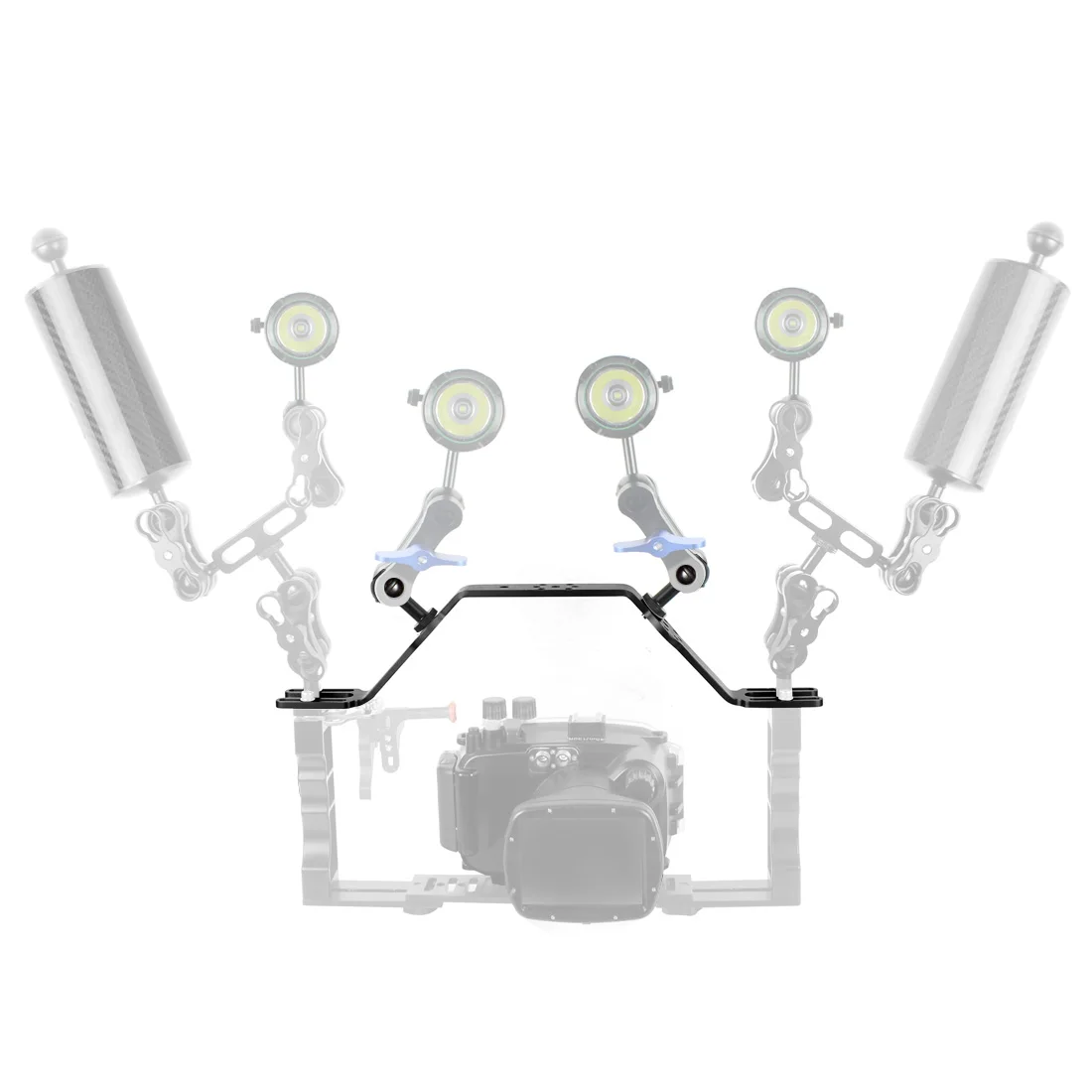 Tauchkamera-Trägergriff-Erweiterungshalterung aus Aluminiumlegierung für Dual-Handhalterung DSLR für GoPro Action Unterwasser – Detail 19