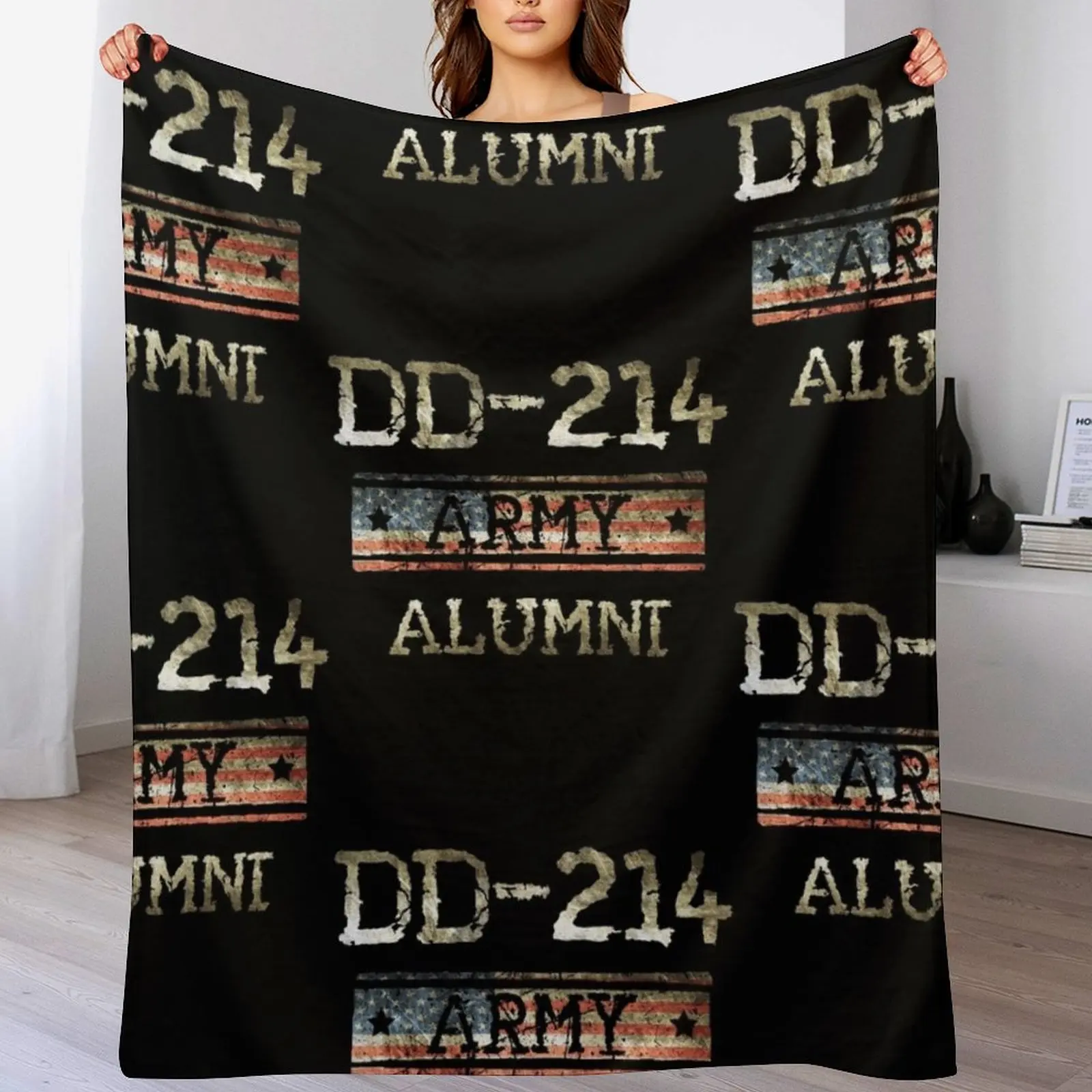 

DD 214 Army Alumni American Flag Throw Blanket Plaid on the sofa blankets ands christmas gifts christmas decoration Blankets