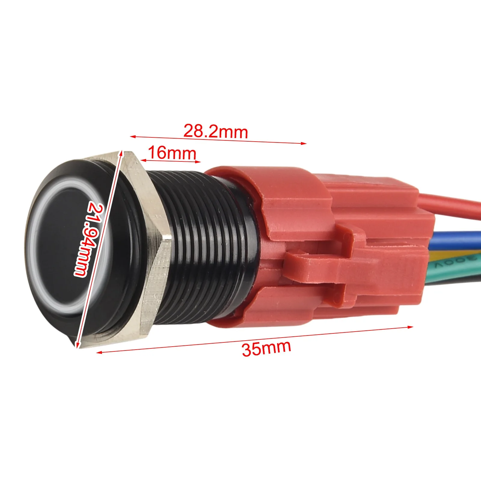 1pcs Metal Latching Push Button Switch 16mm Waterproof With LED Light Self-Locking/Rese With Power Mark 12V