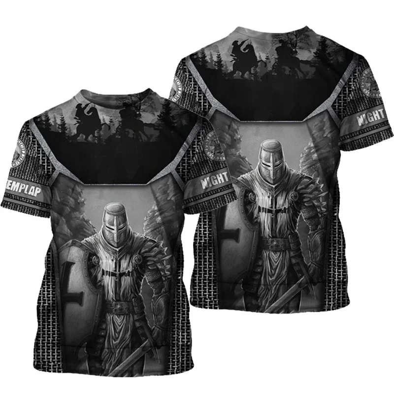 Templar Knights 3D Printed Summer Men\'s Casual Short Sleeve Casual hot trend men\'s clothing