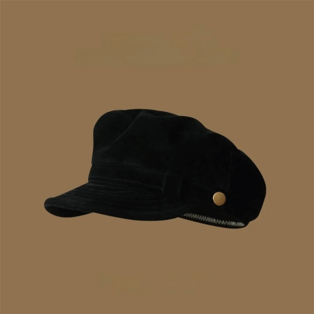 Fashion Suede Newsboy Cap Cotton Cloth Casual Fit Painter Hat British Style Short Brim Beret Hat For Women