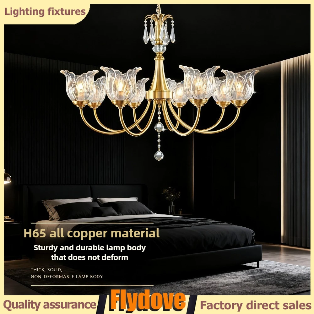 

Modern Brass Crystal Living Room Art Chandelier Minimalist Study Bedroom Hall Dining Room LED Home High-end Lighting Fixtures