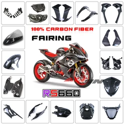 Real Dry Carbon Fiber Motorcycle Front Fairing Fender Side Panel Winglets Air Deflector For Aprilia RS660 Tuono 660 2021-2023