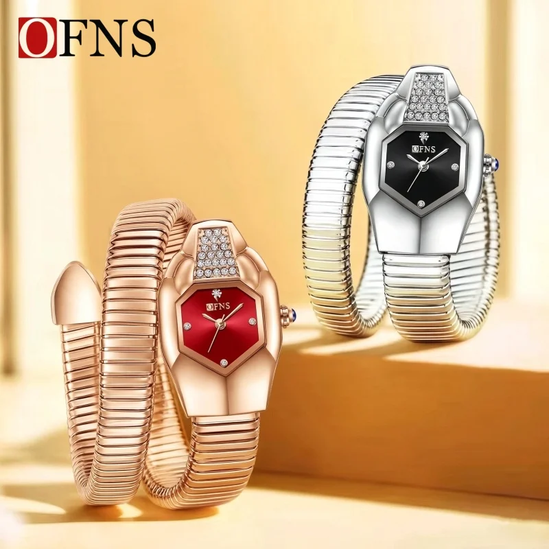 Women Snake Head Quartz Watch Waterproof Alloy Copper Band Bracelet Fashion Casual Ladies Wristwatch Clock Party Festival Gift