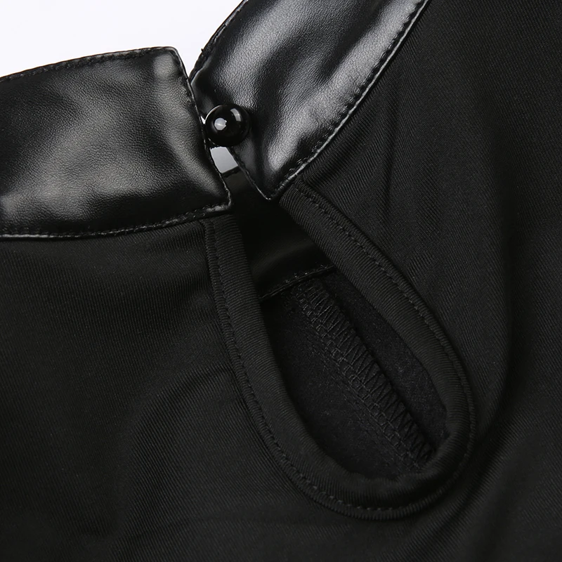 SUCHCUTE Punk Stil Leder PU Patchwork Crop Tops Frauen Grunge Biker Ärmelloses Korsett Tank Top Streetwear Dark Academia Weste – Detail 11