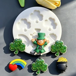Gold Shamrocks Leprechauns St. Patrick’s Day Silicone Mold Sugarcraft Cupcake Baking Mold Fondant Cake Decorating Tools
