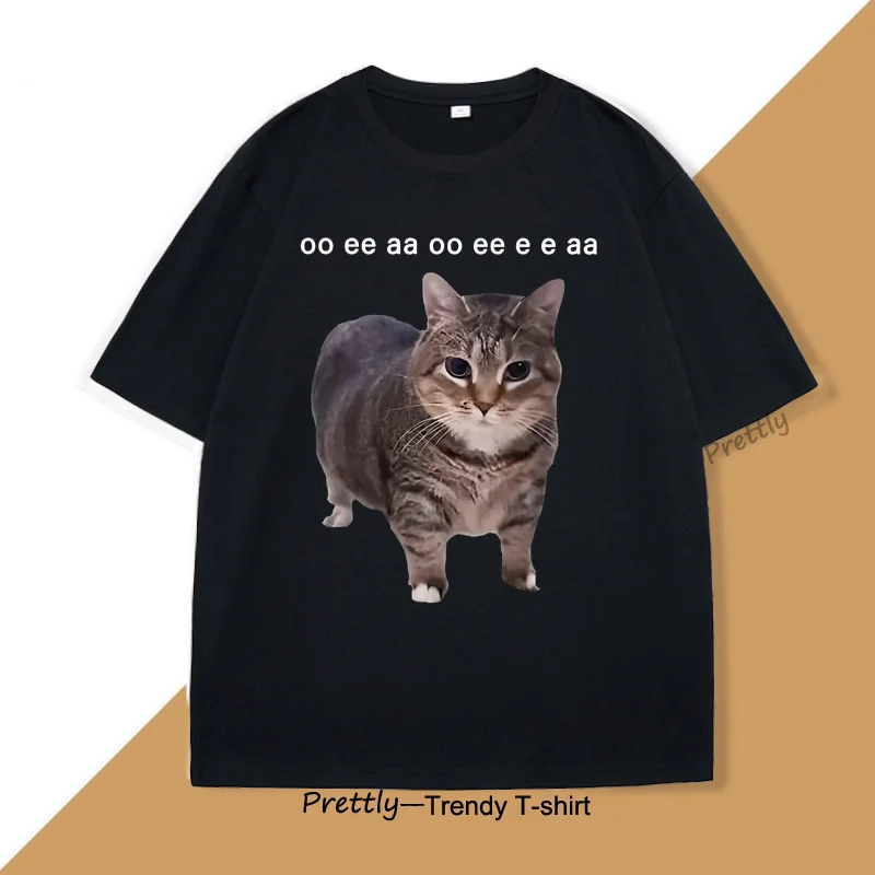 Funny Cat Lover Meme T Shirt Vintage Graphic Tee Print Casual Cotton Comfortable Round Neck Short Sleeved T-shirt Top Clothing