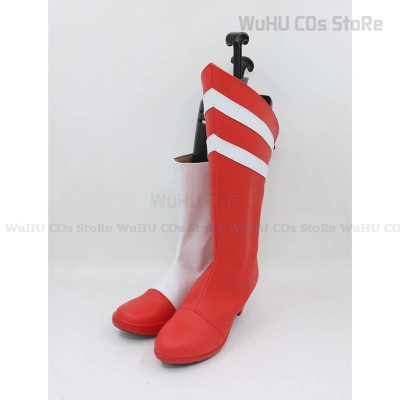 Anime Hazbin Cos Cherri Bomb Cosplay Cherri Bomb Boots Hotel White Red Leather Shoes Women Men Halloween Roleplay Shoes