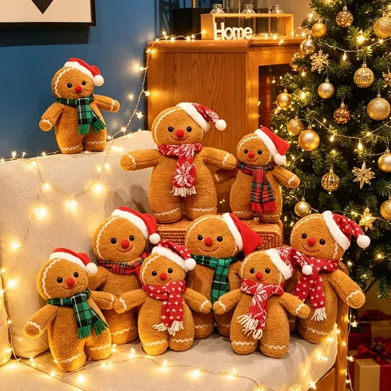 25/35cm Kawaii Gingerbread Man Plush Toy Dolls Lovely Christmas Biscuits Stuffed Dolls Home Party Decor Plush Dolls Toys