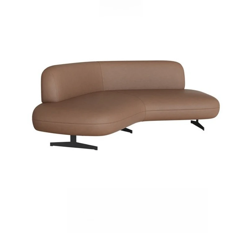 

Nordic light luxury designer curved sofa combination hotel rest sofa reception guests leather multi-person sofa