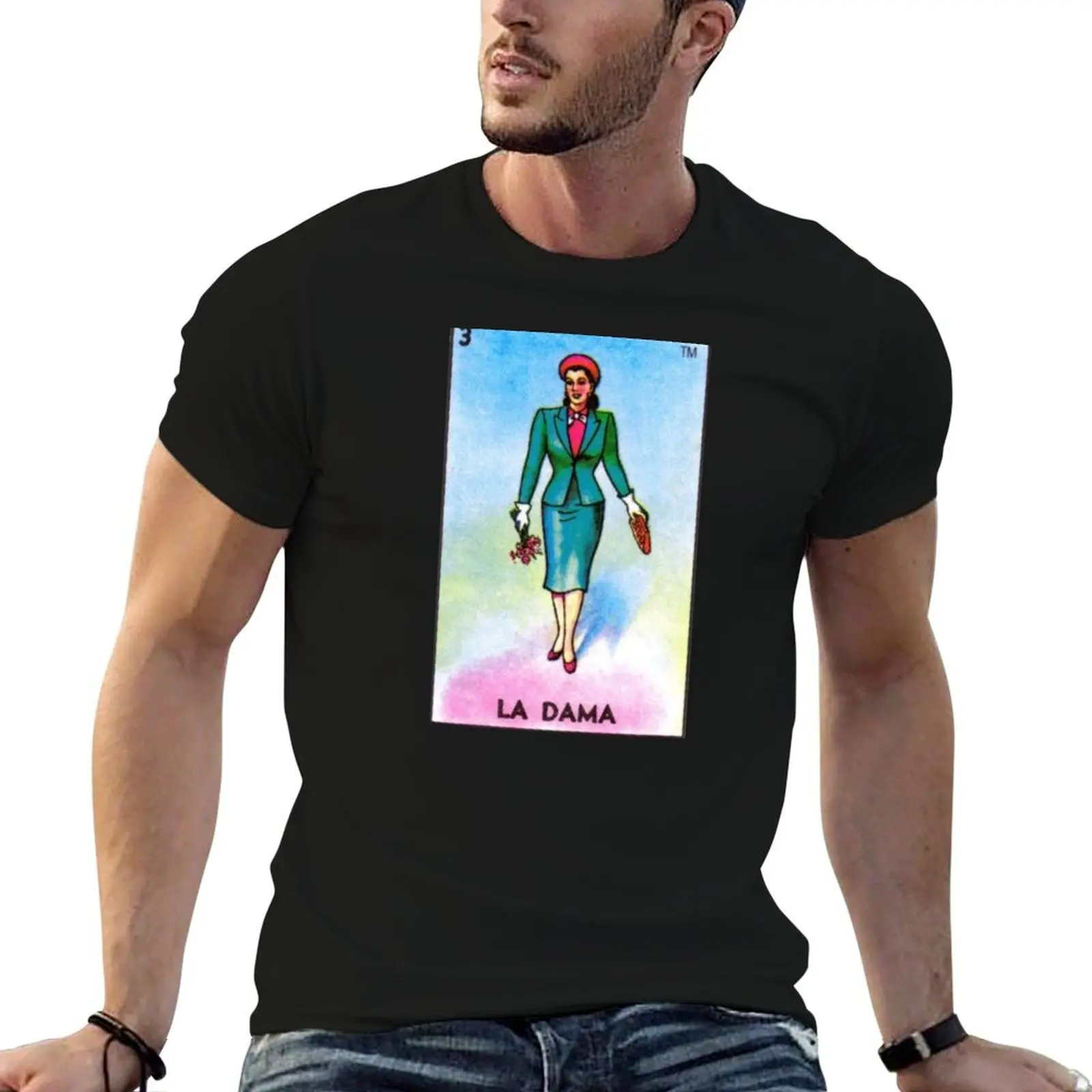 Lottery Card La Dama T-Shirt Plus Size Workout Short Sleeve Top