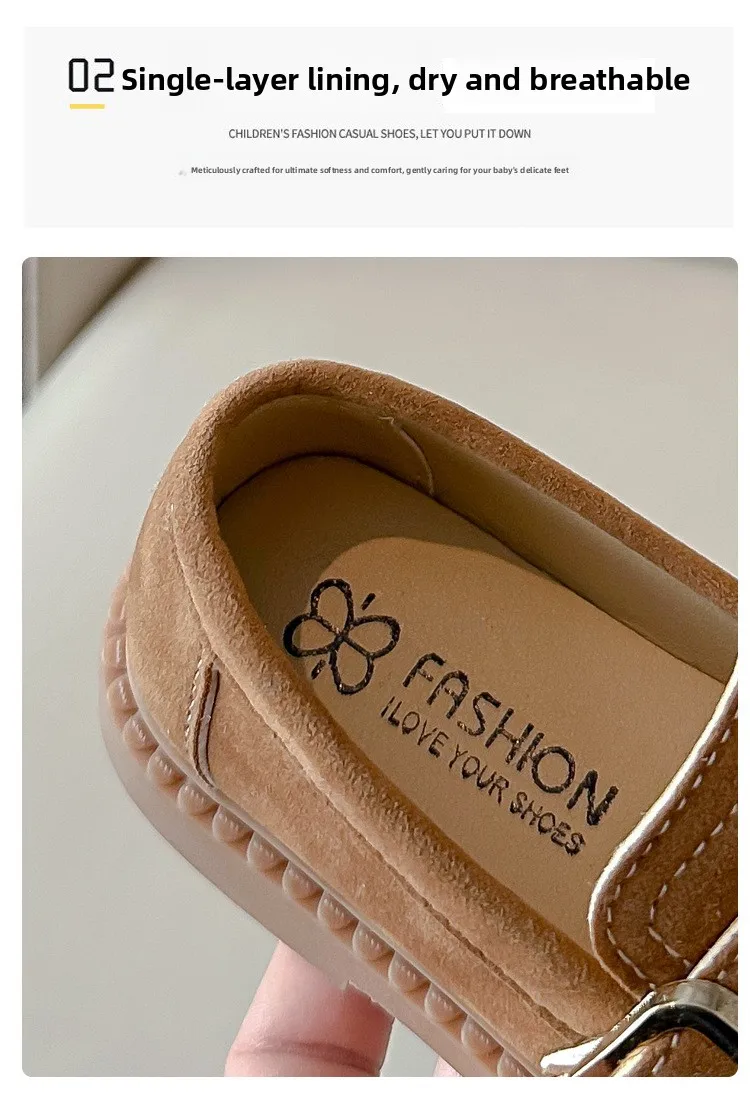 2026 Mädchen Flats Frühling Herbst Flache Slipper Schuhe für Kinder Mädchen Bequeme Weiche Wildleder Freizeitschuhe Schulschuhe Kinder – Detail 4