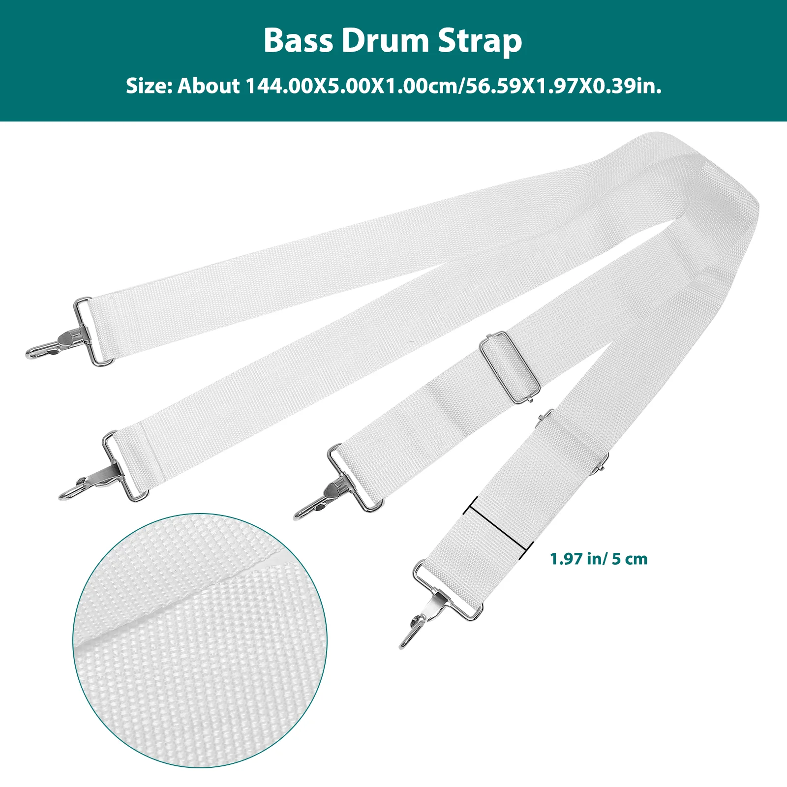 Drum Shoulder Harness Bass Pedal Strap Snare Belt Sling Shoulders Marching White