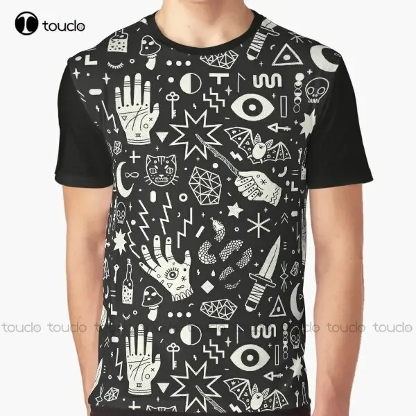 Witchcraft Graphic Witch, Halloween, Black And White Magic, Occult T-Shirt Digital Printing Tee Shirts Streetwear Xxs-5Xl Unisex