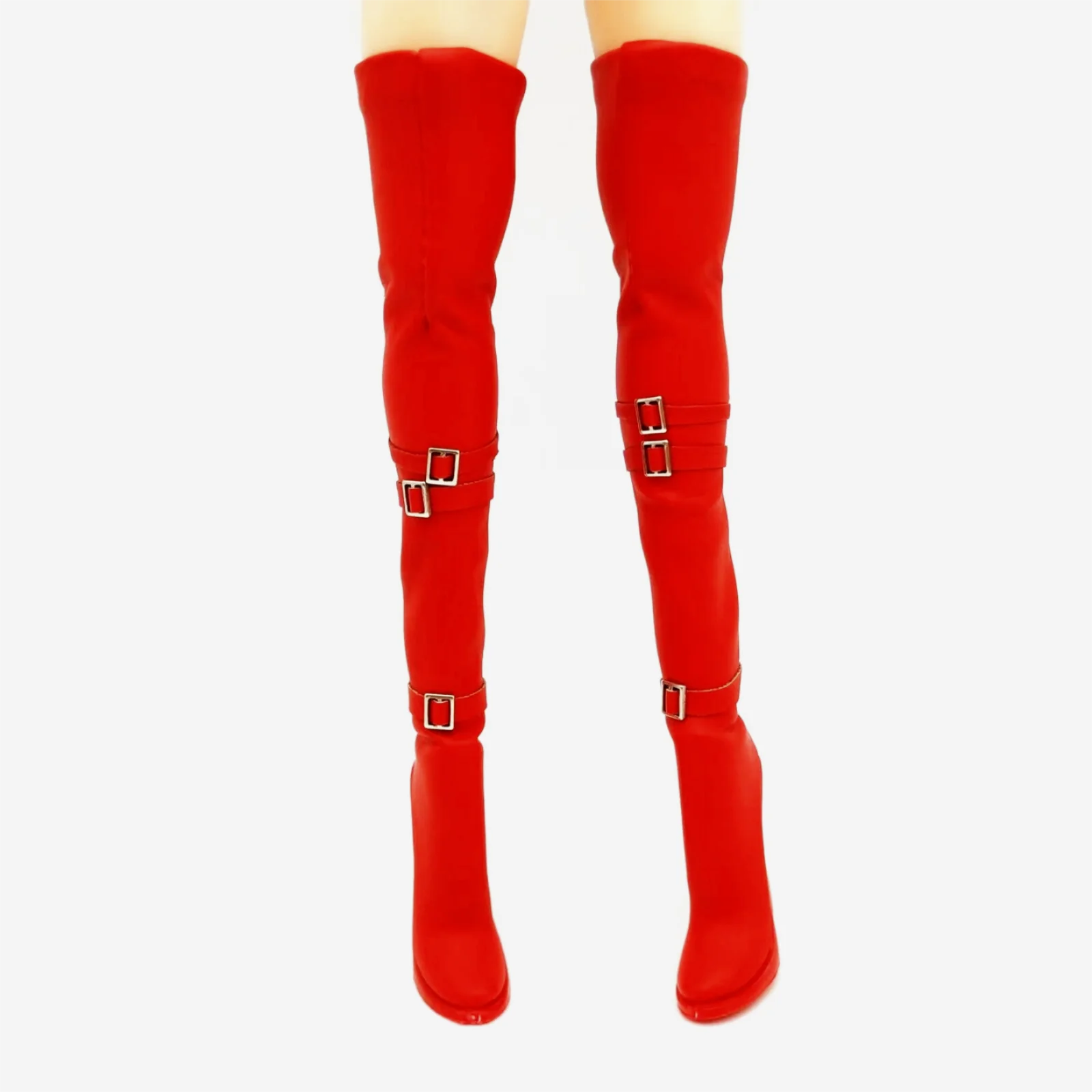 Red 1/6 Scale High-Heel Boots Solid Tight Shoes Model Fit for 12in Detachable Feet Female Solider Doll Toys