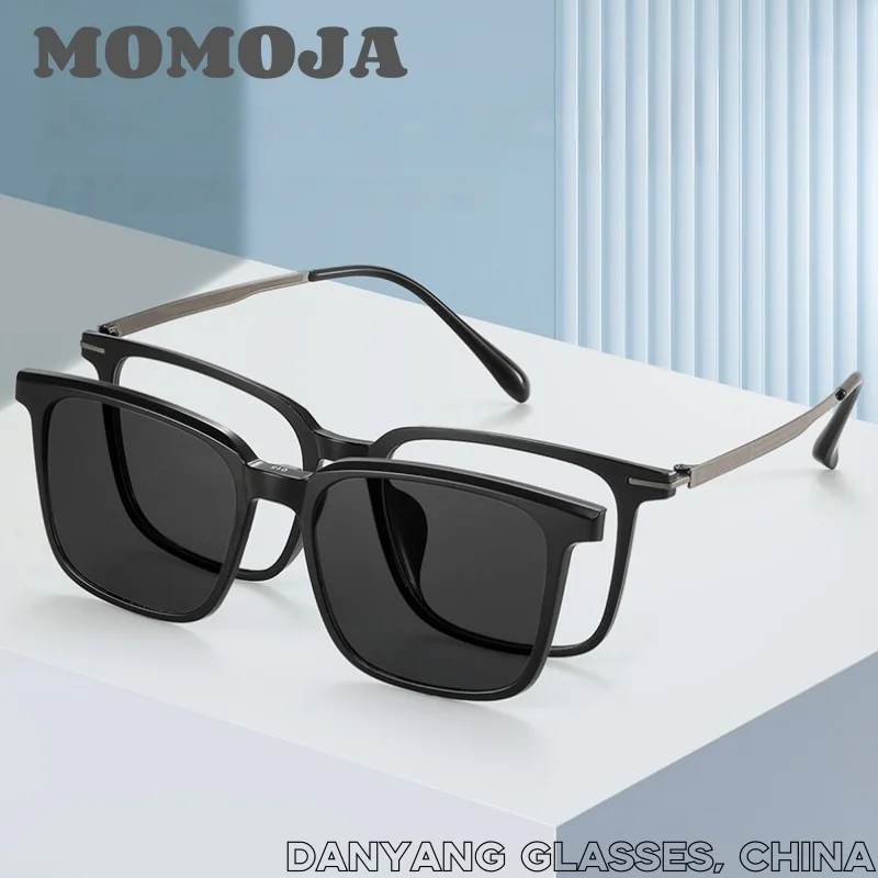 Magnetic Sunglasses Clip Big Size Optical Glasses Frame 2 in 1 Women Men Polarized Outdoor Square Eyeglasses Men Women 84015