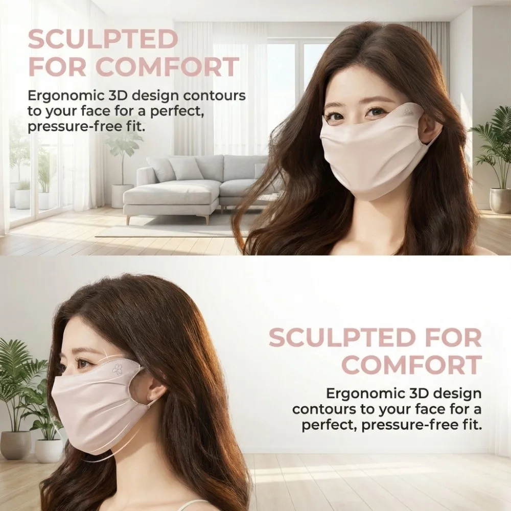 

Ice Silk Satin Face Mask for Women UPF 50+ UV Blocking Sun Protection Mask Lightweight Adjustable Outdoor Masks for Outdoor