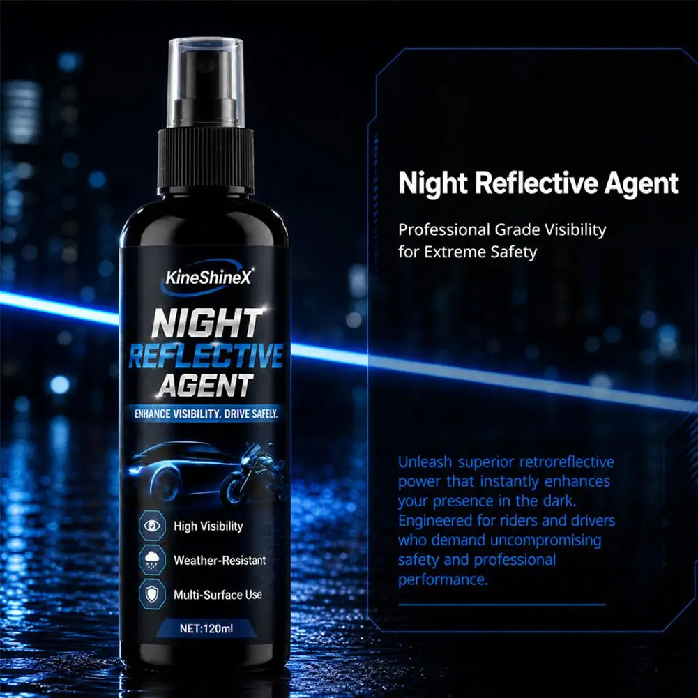 120ML Night Reflective Spray, Clear Reflective Coating Spray Paint Weatherproof Safety For Nighttime Cycling, Running, Walking