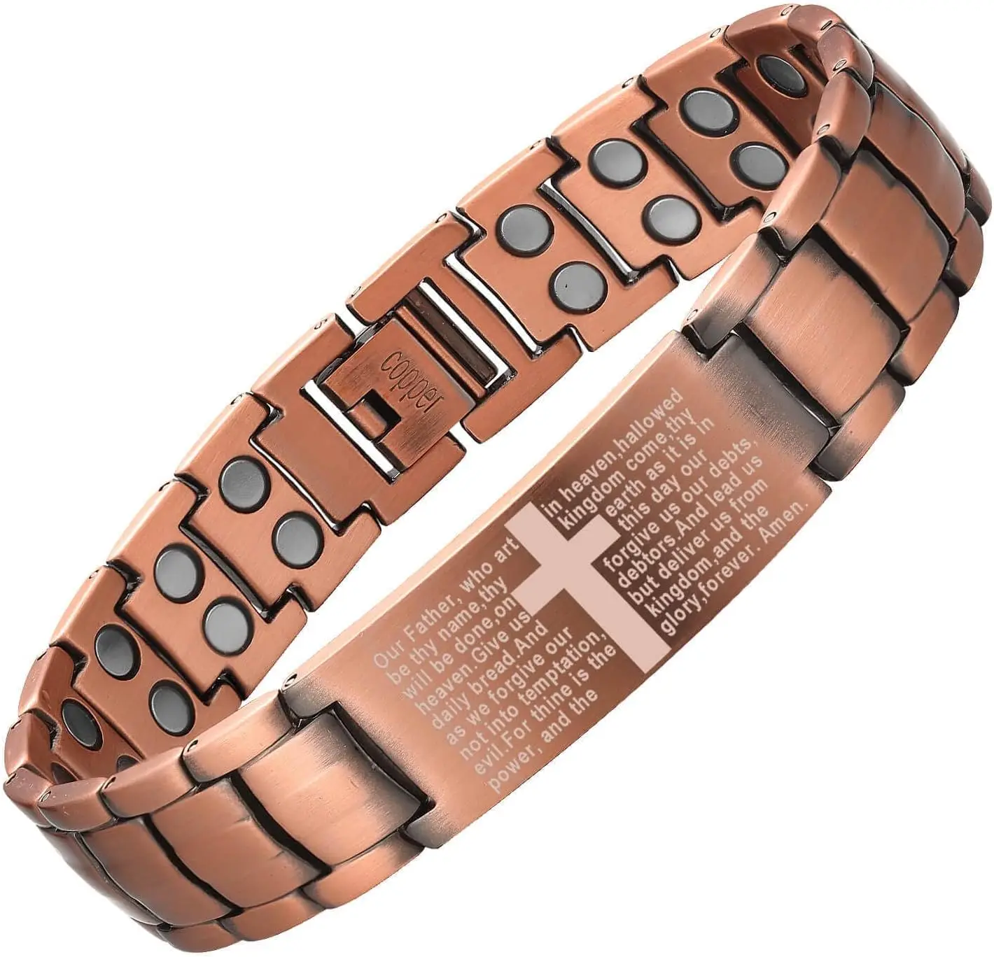 MENS Pure Copper Cross Copper Magnetic Bracelet with Ultra Strength Magnets, Adjustable Jewelry Box Christmas Gifts for Men