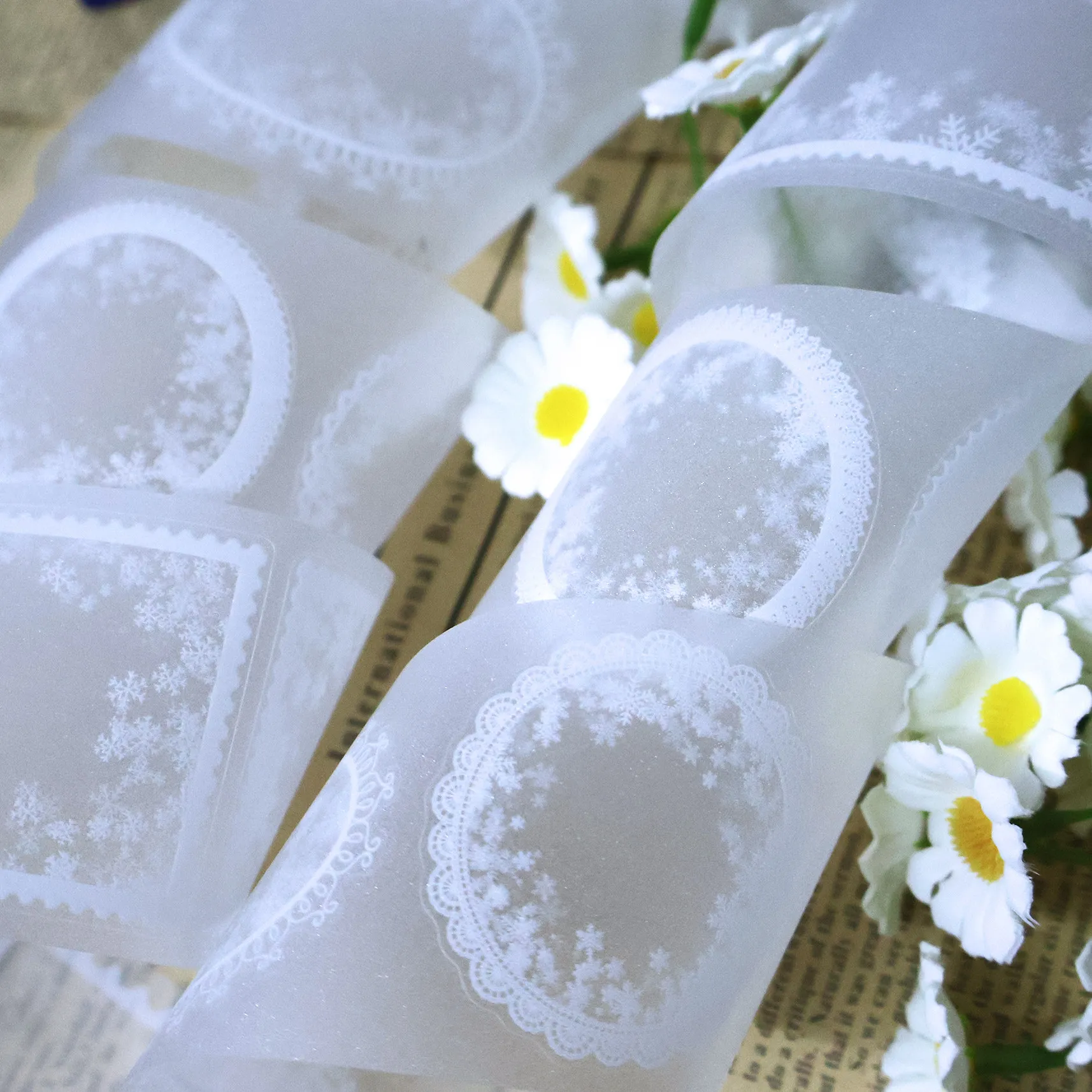 

Декоративная лента Washi с узором «Лед и снег» и вырезанные элементы из ПЭТ для дневников