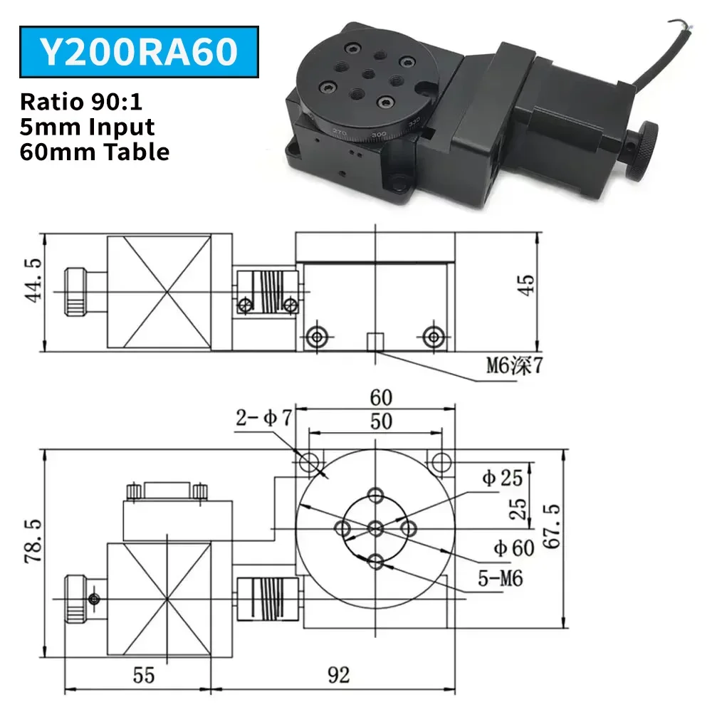 60/100mm High Precision Electric Rotary Table Ratio 90/180:1 360 Indexing Plate 42 Stepper Motor Drive Kit Replacement DD Motor