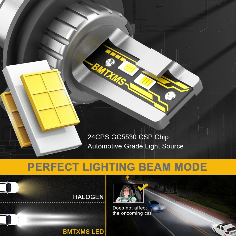 BMTxms 1/2 قطعة H4 9003 LED مرحبا/لو عالية منخفضة شعاع Canbus العلوي لأودي هوندا VW تويوتا H4 LED لمبة CSP سيارة دراجة نارية كشافات