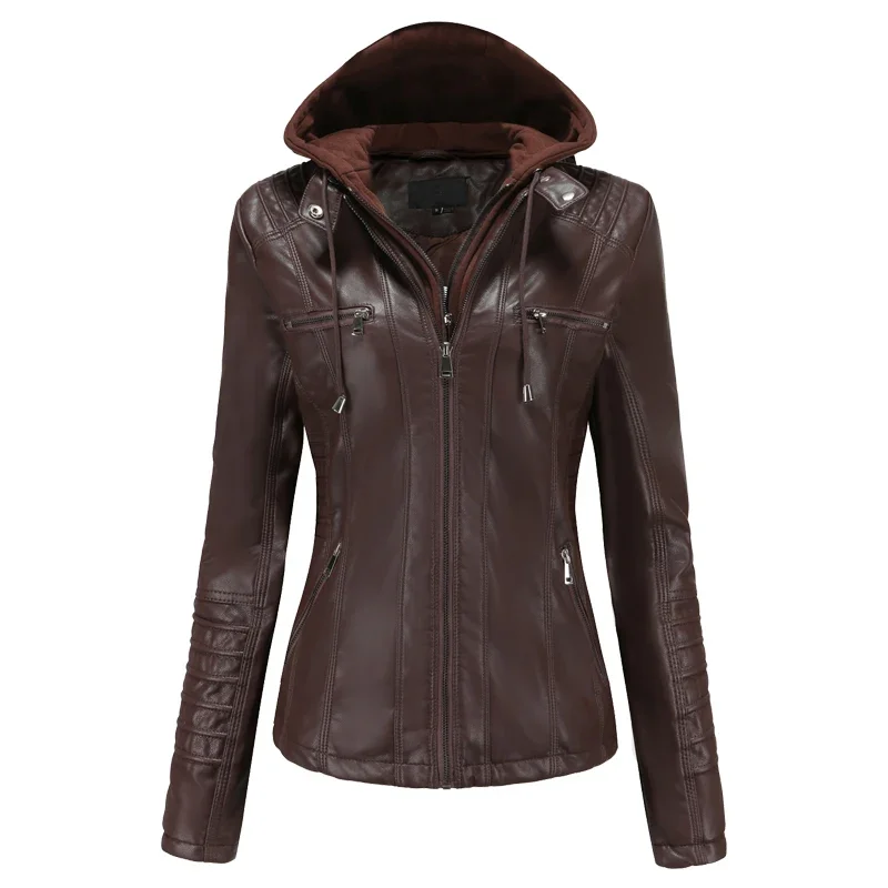 

Mountainskin New Women Leather Jacket Autumn Winter Coat PU Leather Jackets Motorcycle Outerwear Hooded Blazers Female