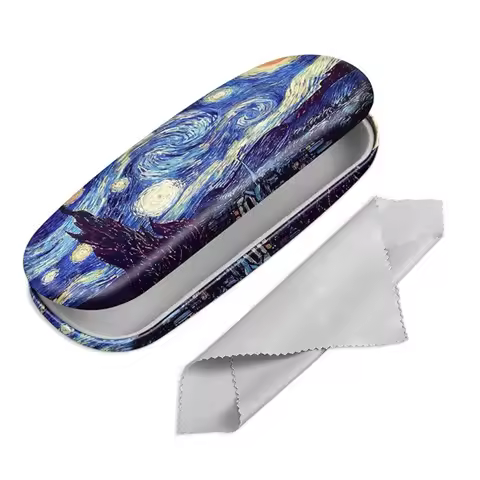 Hard Shell Eyeglasses Case, Portable Protective Glasses Cover Eyeglass Holder Box with Cleaning Cloth for Men Women