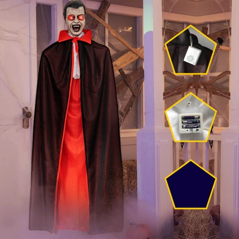 Voice Activated Specter Halloween with LED Eye and Sounds for Haunting Decors