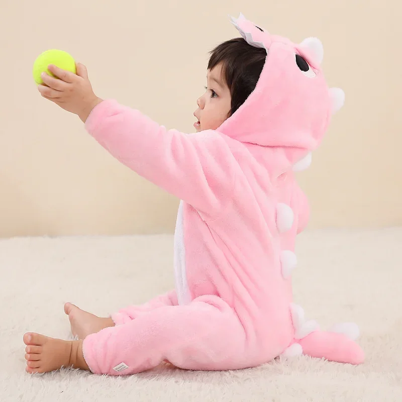 Newborn baby romper Infant Toddler long sleeve rompers Kigurumi cute pink dinosaur cartoon jumpsuit baby pajamas for girls boys