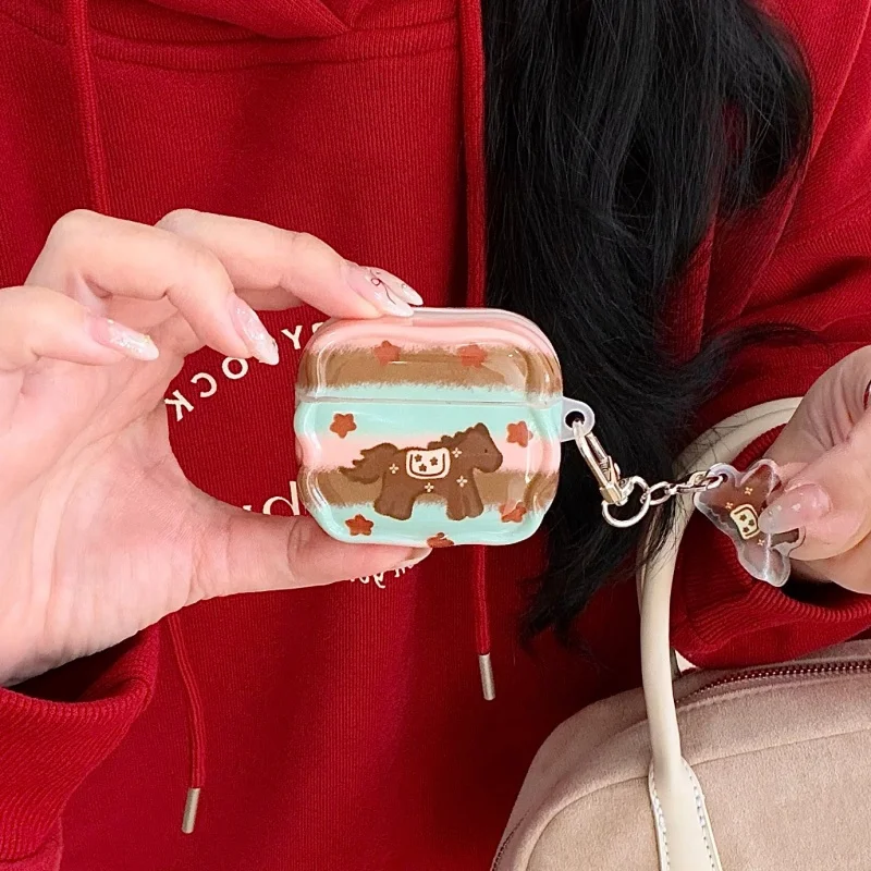

Cute Star Horse Earphone Case For Apple Airpods 4 3 2 Pro 3 Cover with Pendant Silicone Headphone Charging Cases For Airpods Pro