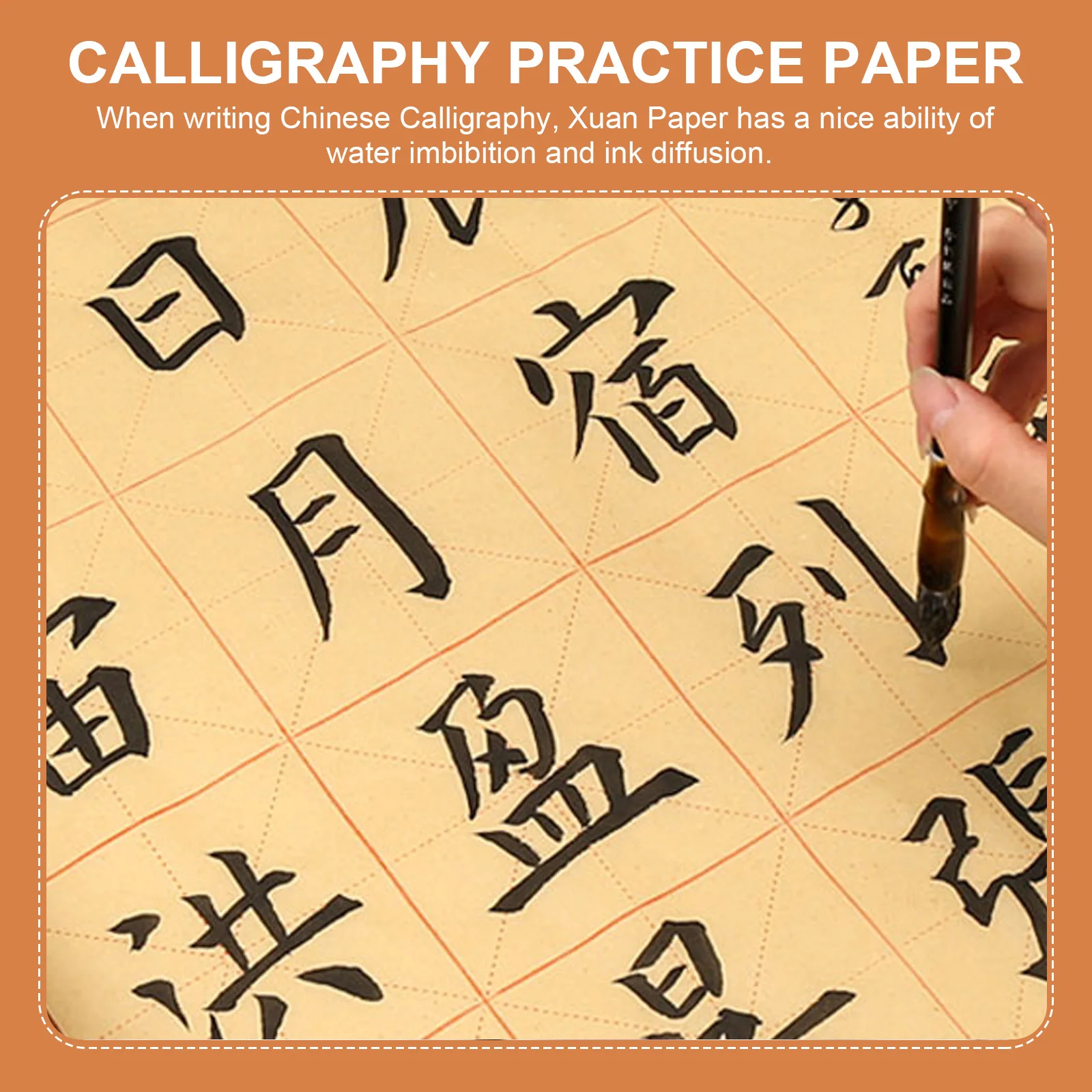 150 Sheets Chinese Calligraphy Writing Grid Paper Pre-Cut A8 Size Thick Moderate Ink Absorbent Sheets Suitable for Beginners