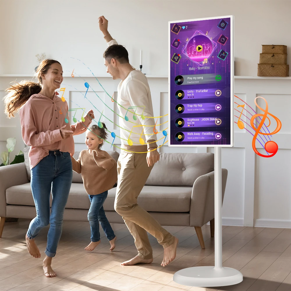 

2025 New 32Inch All-In-One Smart Tv With Camera Wireless Rotating Touch Screen Tablet Vertical Tv On Wheels Mobile Home Business