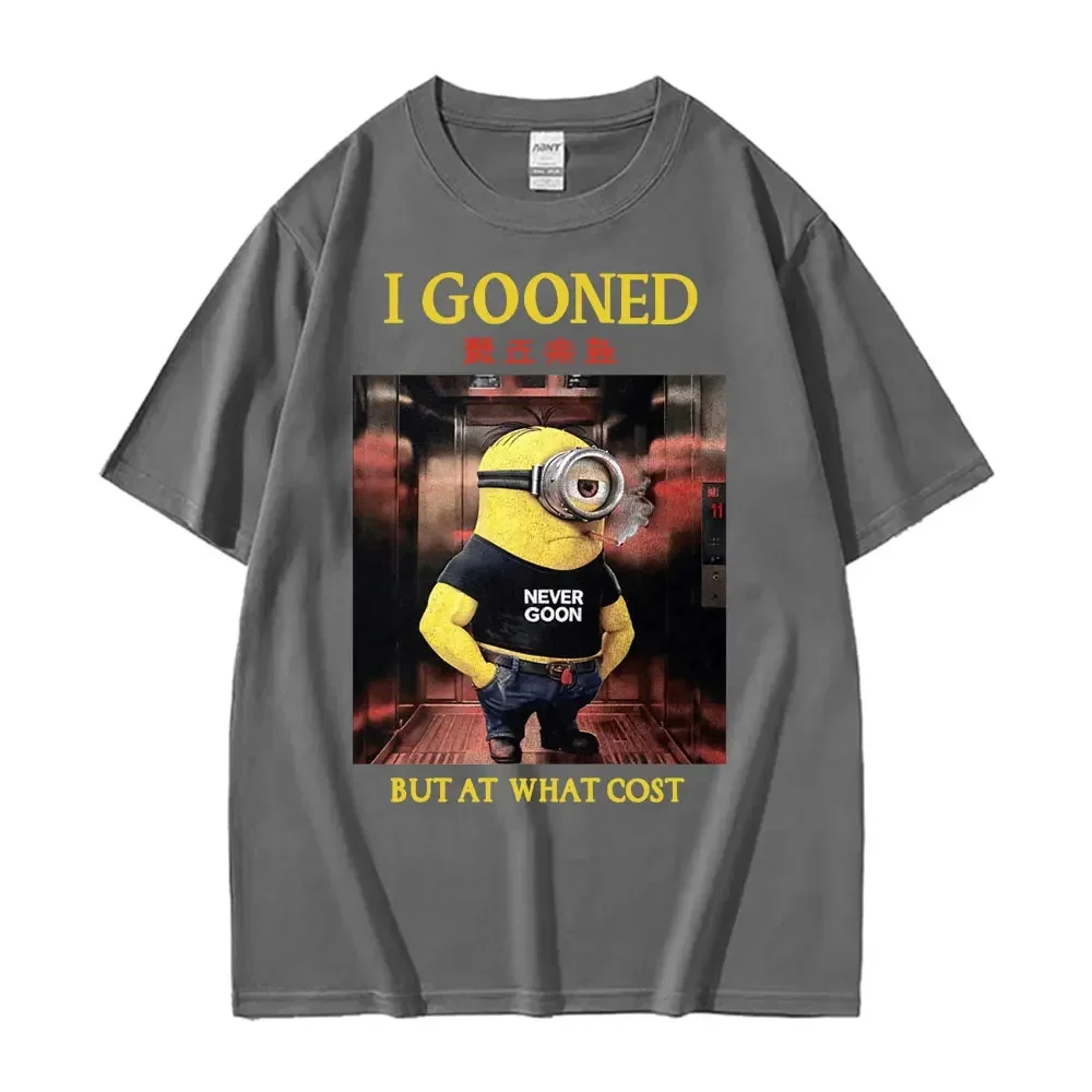 I Gooned But At What Cost Funny Meme T-shirts Casual  Short Sleeve T-shirt Men Women Oversized Japanese Streetwear T Shirt