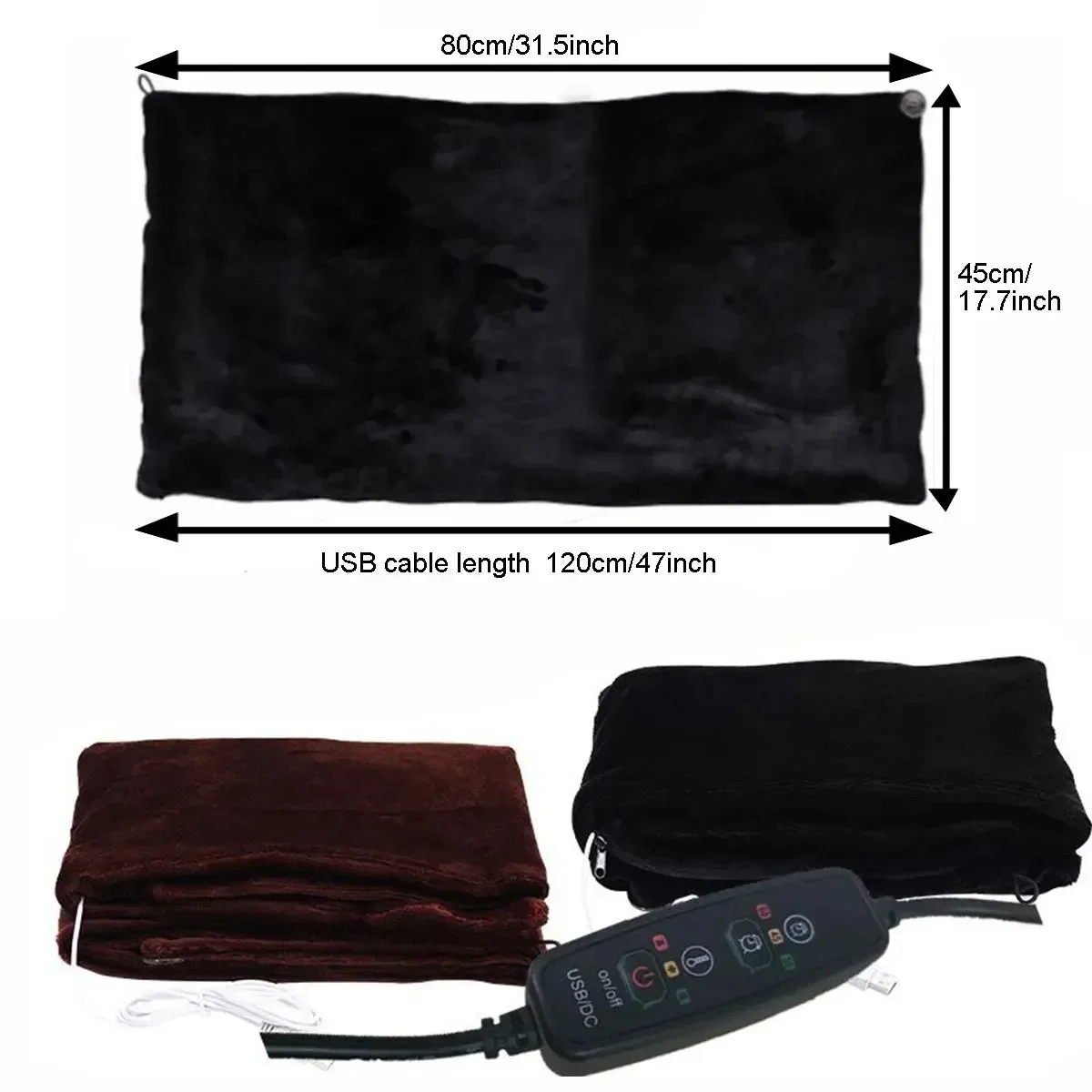 3 Gear 45x80CM Adjustment USB Electric Heated Blankets Shawl Far-infrared Heating Warmer Pad Winter Warming Neck Shoulder