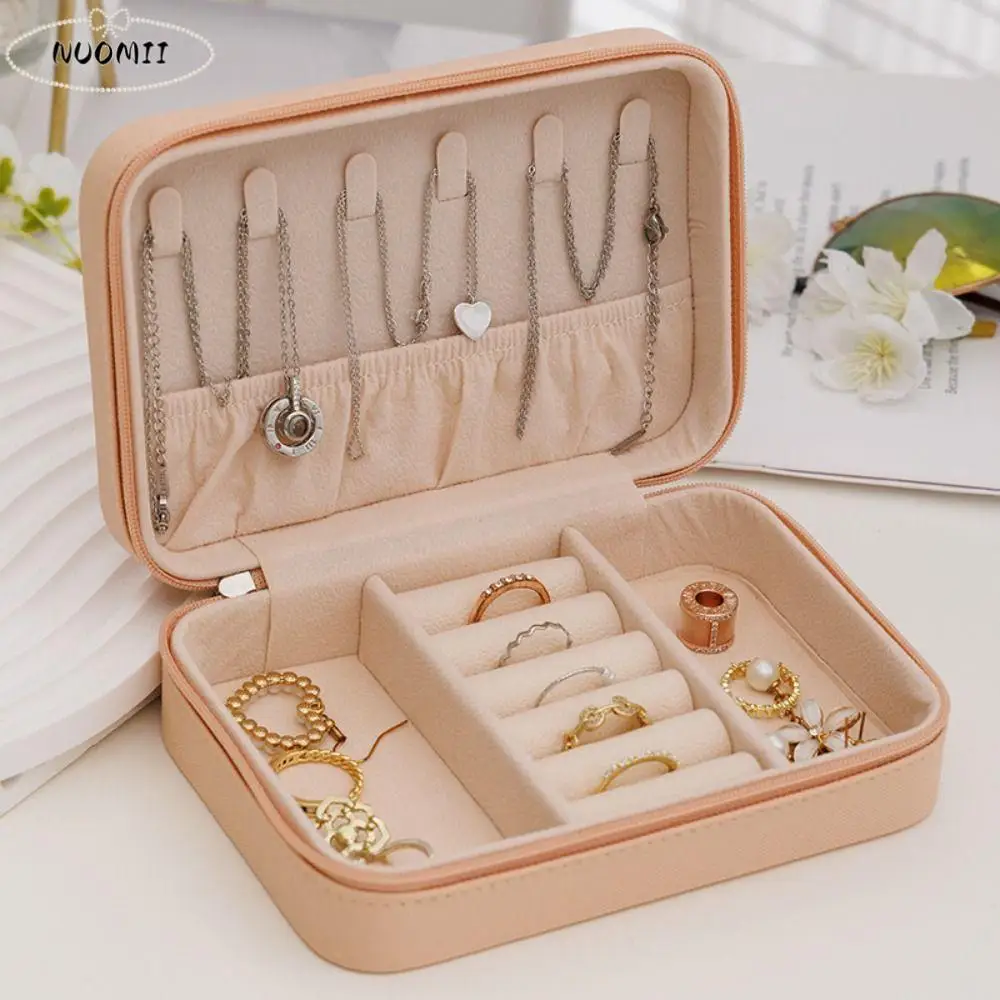 

Кожаный органайзер для хранения безделушек, пылезащитный однотонный футляр для хранения ювелирных изделий, большой вместительности, простой портативный органайзер для ювелирных изделий