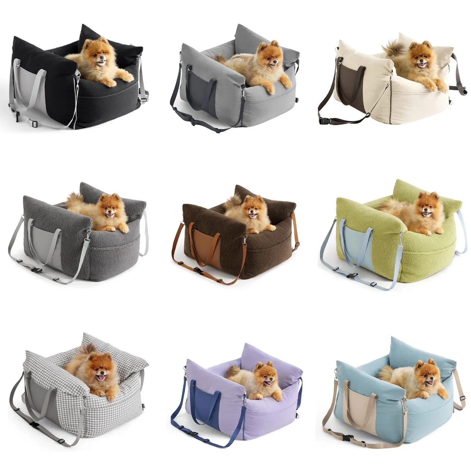 Thickened Memory Foam Filling Pet Travel Carrier Bed Waterproof Dog Booster Seat for Car with Storage Pockets