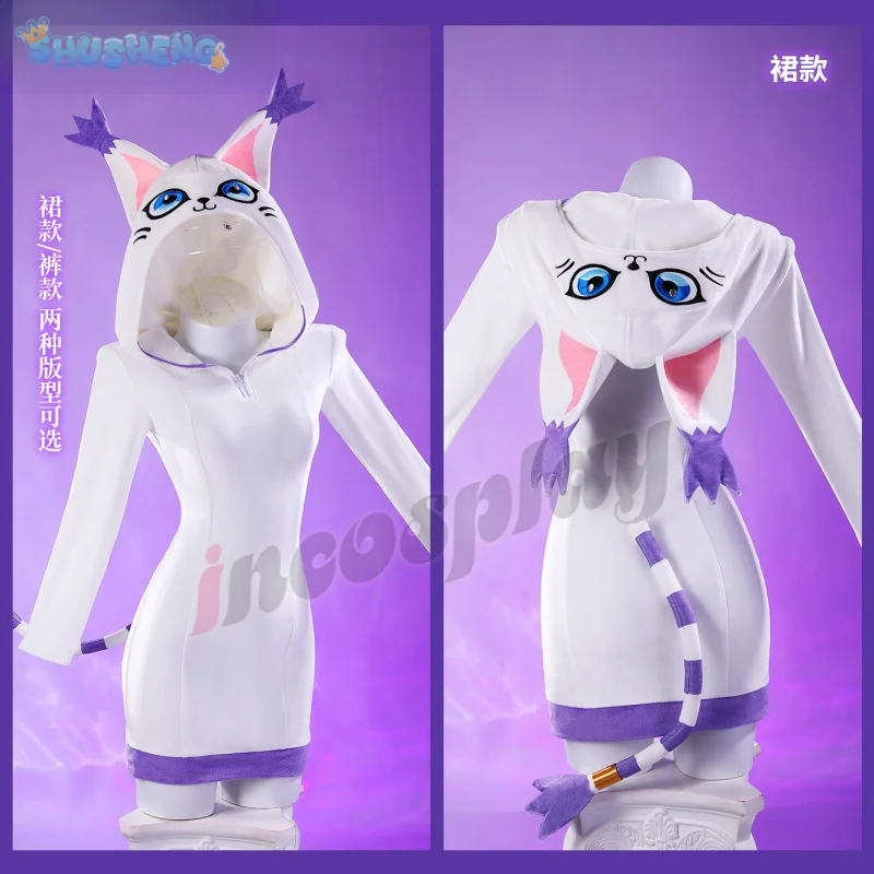 

Tailmon Anime Digimon Cosplay Costume Girl Man Sweet Hooded Dress Tail Gloves Halloween Carnival Uniform Tailmon S-XXXL