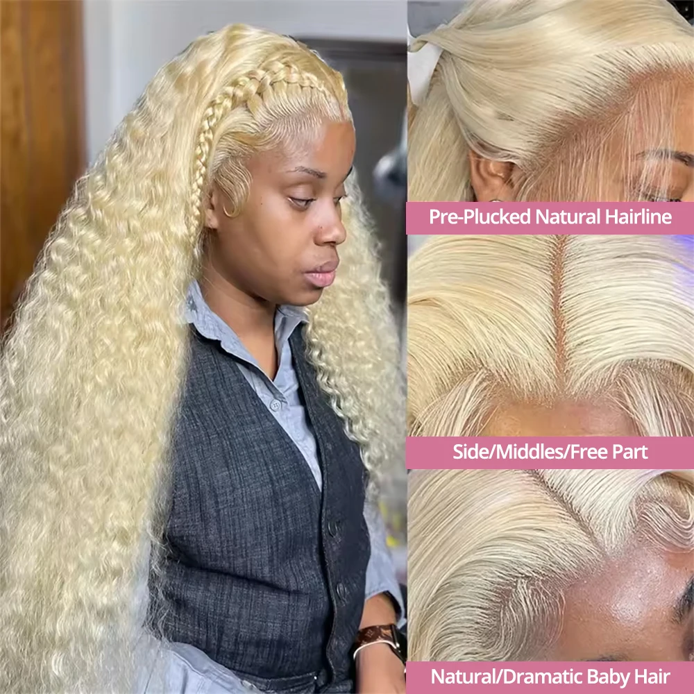 Deep Wave 13x6 HD Lace Frontal Human Hair Wig 30 40 Inch Curly 613 Honey Blonde Water Wave 13x4 Lace Front Wigs For Women 250% image 3