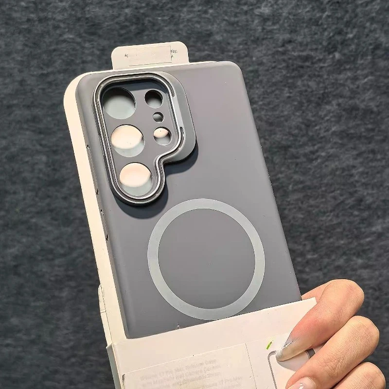 

For Magsafe Liquid Silicone Case For Samsung Galaxy S26 S25 S24 S23 Ultra Edge Funda S25 Ultra Metal Lens Protect Magnetic Cover