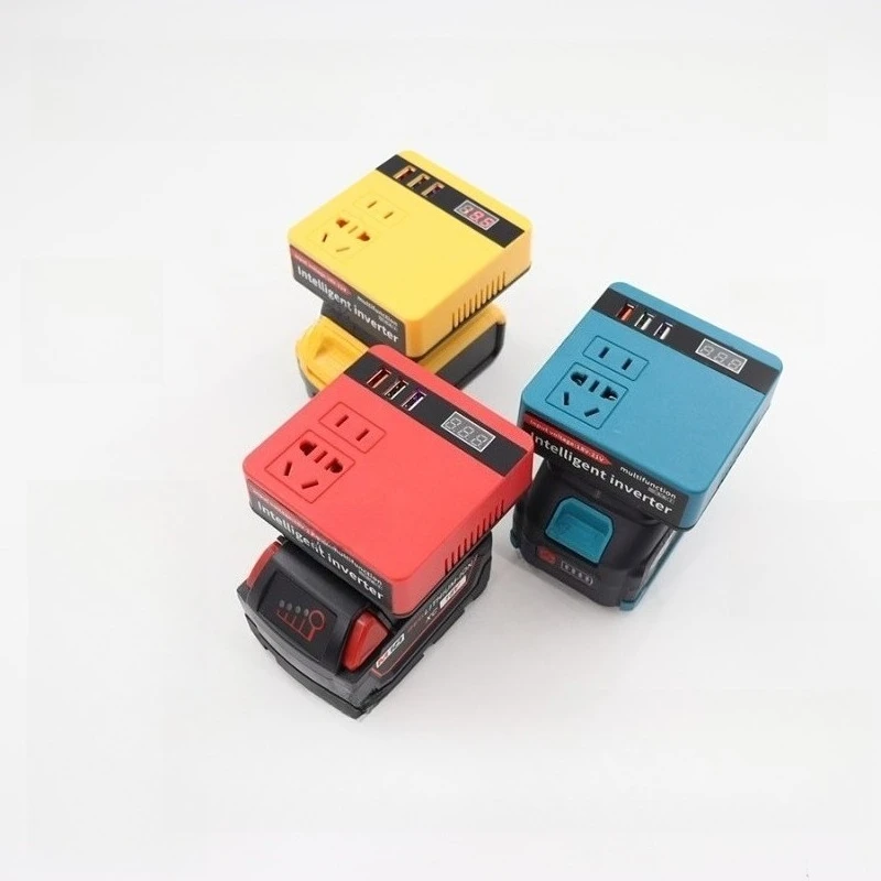 Battery Power Inverter 21V To 220V, Portable Multi-Function Transformer with USB Ports and Voltage Display