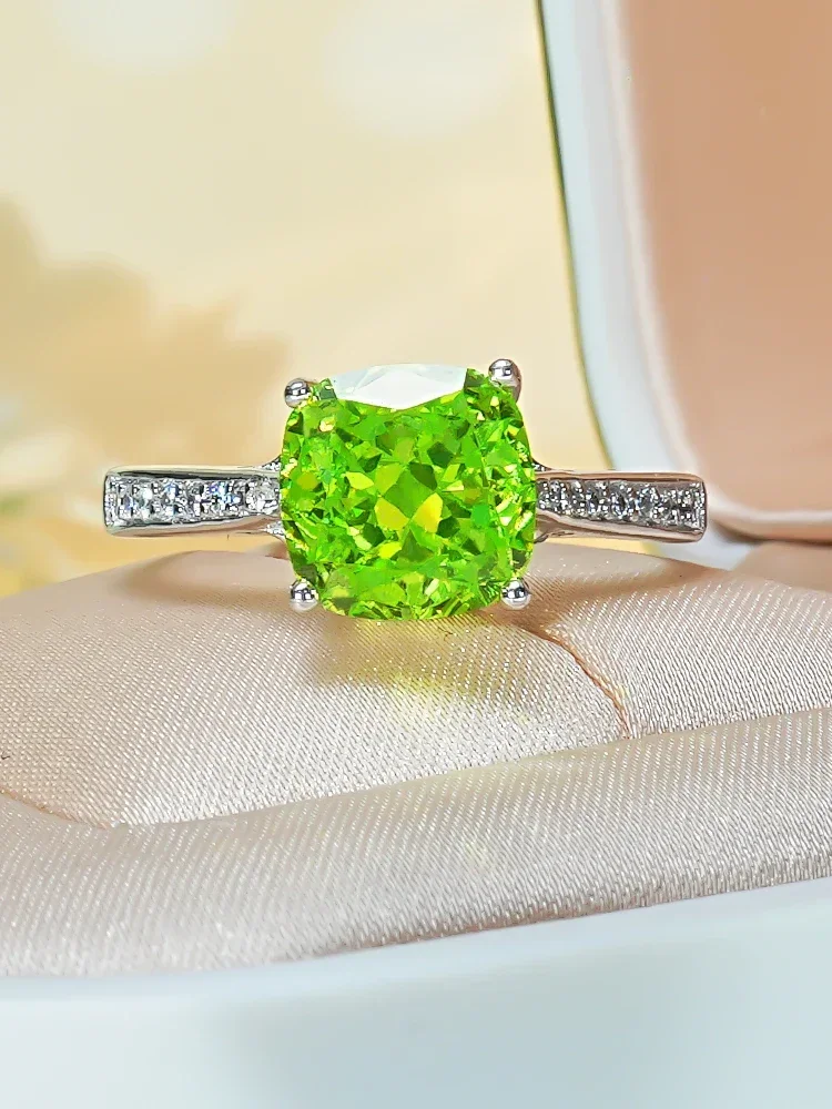 Light Luxury Olive 925 Silver Ring Set Set Set with High Carbon Diamond, Versatile Girl Wedding Jewelry for Women