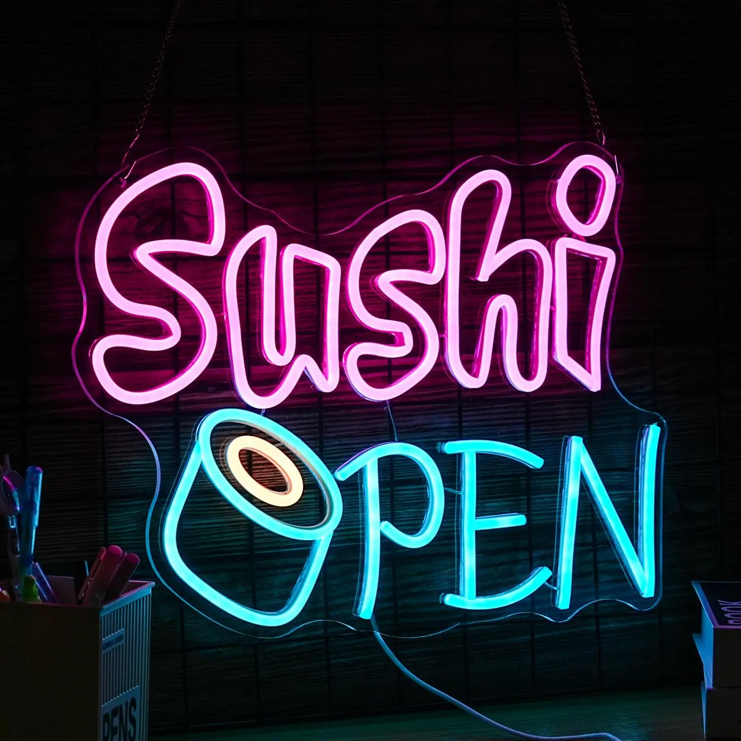 Sushi Open Neon Sign Dimmable Neon Lights for Restaurant Shop Business Kitchen Man Cave Decor Aesthetics Draw Celebratory Gifts