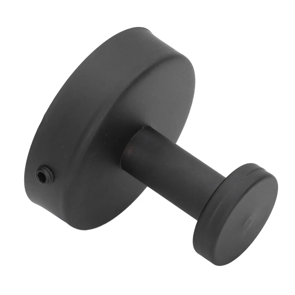 Practical 304 Stainless Steel Coat Hook Black Round Base Towel Hook Multipurpose Easy Installation Towel Hanger Wall Mounted
